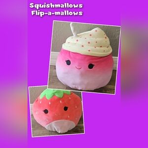Flip A Mallows Squishmallows Cinnamon Frozen Yogurt Strawberry Plush 12/14"
